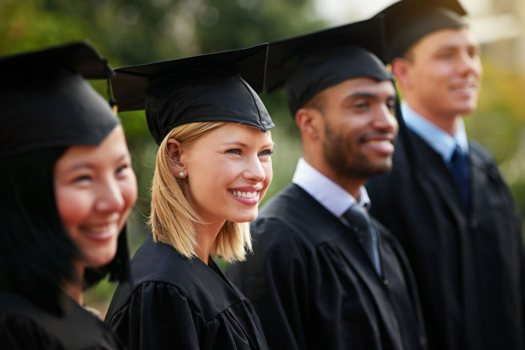 Law degree students graduating from university